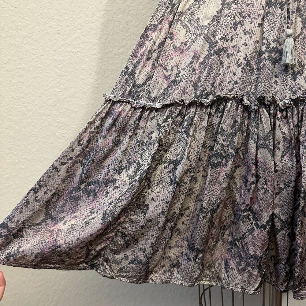 Karlie Python Tiered Shift Midi Dress W Tassel V-… - image 5